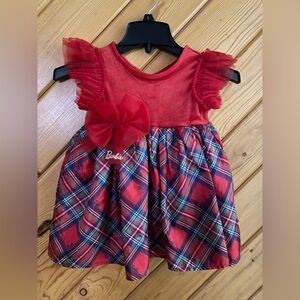 Barbie short sleeve red with plaid holiday dress size 3T (o8)